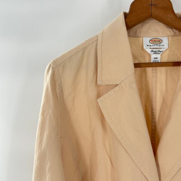 Talbots Irish Linen Blazer 16 16W 16WP Petite Jacket Cream White Beige Coastal - Picture 3 of 7